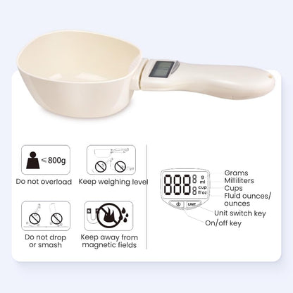 Digital Measuring Spoon, Electronic Measuring Spoon with LCD Screen, 800G / 0.1G High Precision Food Measuring Scoop Scale with Measuring Spoons for Food, Coffee,Spices, Dog Cat Food (1Pcs)