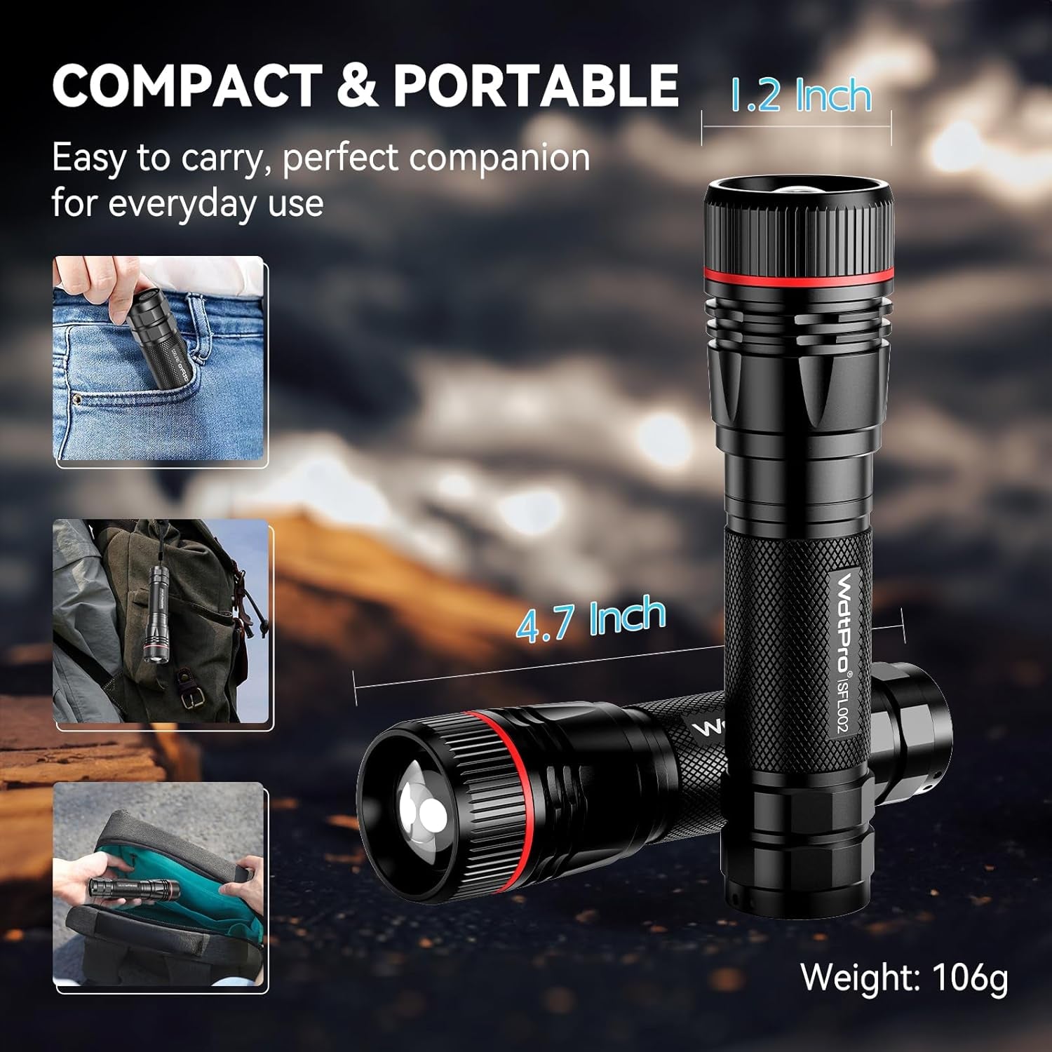 Rechargeable Flashlights High Lumens, 2 Pack 10H Long Lasting Super Bright EDC Flashlight, LED Mini Tactical Flash Lights for Camping Emergency, Drop & Water Resistant (Battery Included) | 2 Pack 10H Runtime, Tactical EDC, Emergency Camping, Drop & Water Resistant