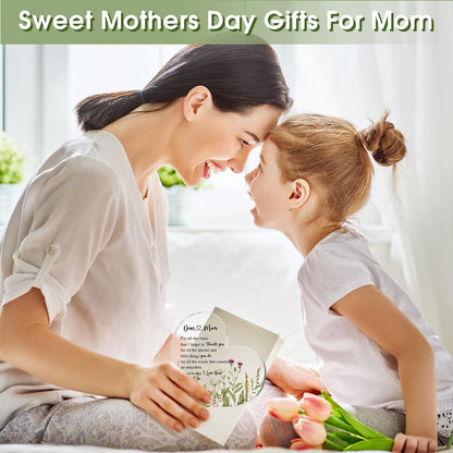 Mothers Day Gifts for Mom, Mom Plaque Birthday Gifts from Daughter Son - Acrylic Heart Keepsake Sign Best Mother Ever I Love You Plaque Desk Decor for 2026 Mother'S Day Women Birthday Present
