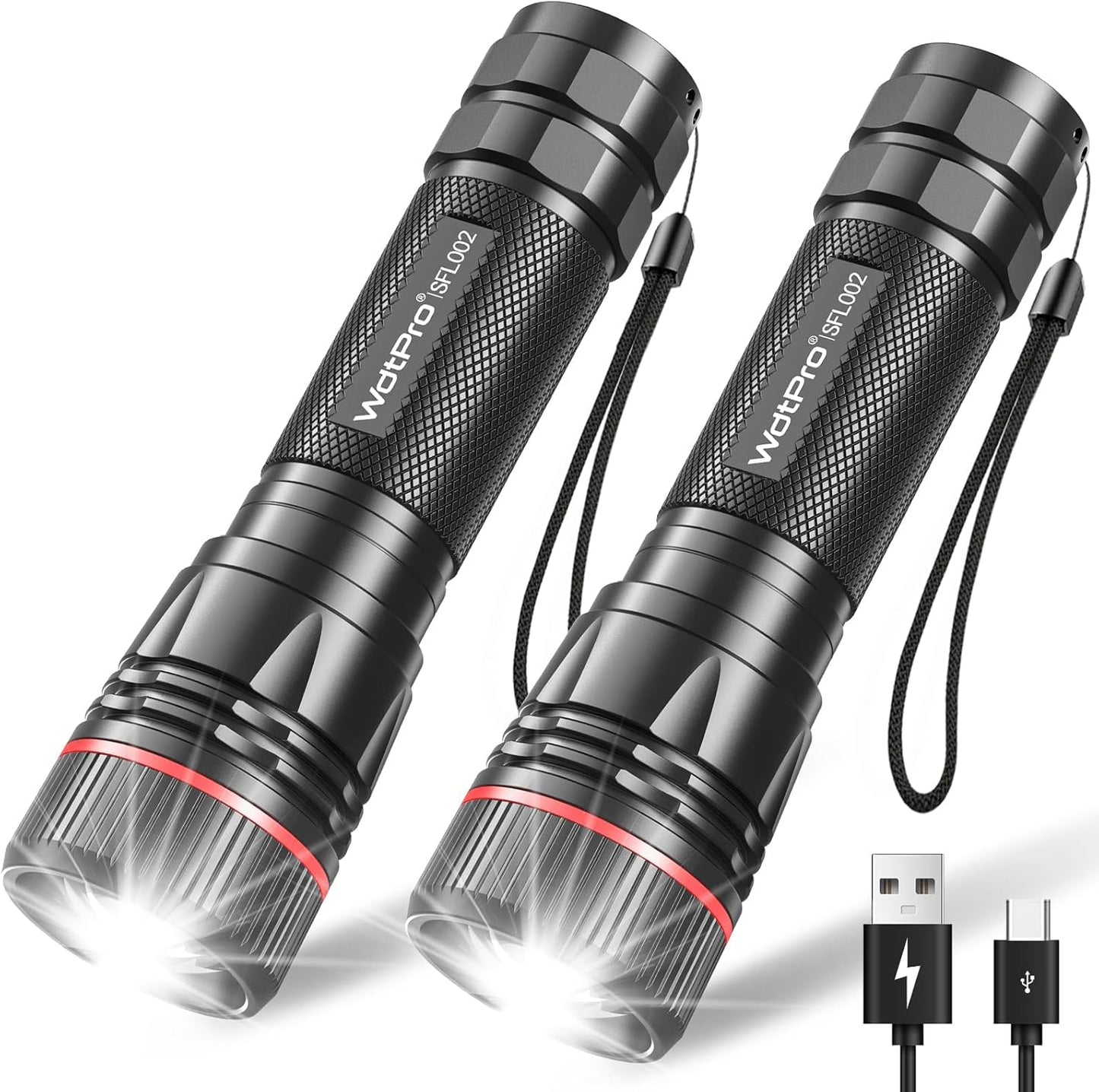 Rechargeable Flashlights High Lumens, 2 Pack 10H Long Lasting Super Bright EDC Flashlight, LED Mini Tactical Flash Lights for Camping Emergency, Drop & Water Resistant (Battery Included) | 2 Pack 10H Runtime, Tactical EDC, Emergency Camping, Drop & Water Resistant