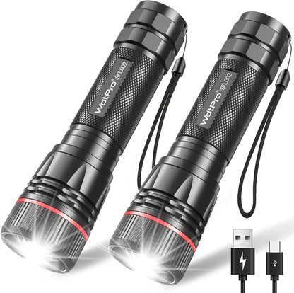Rechargeable Flashlights High Lumens, 2 Pack 10H Long Lasting Super Bright EDC Flashlight, LED Mini Tactical Flash Lights for Camping Emergency, Drop & Water Resistant (Battery Included) | 2 Pack 10H Runtime, Tactical EDC, Emergency Camping, Drop & Water Resistant