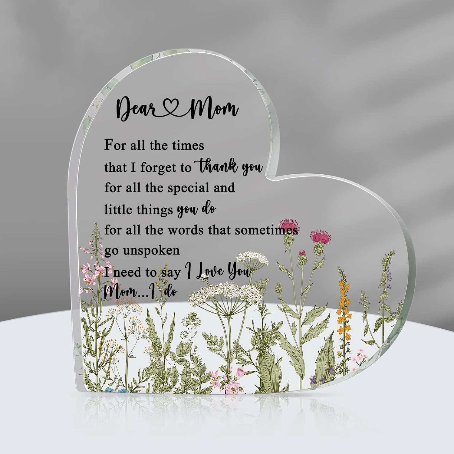 Mothers Day Gifts for Mom, Mom Plaque Birthday Gifts from Daughter Son - Acrylic Heart Keepsake Sign Best Mother Ever I Love You Plaque Desk Decor for 2026 Mother'S Day Women Birthday Present