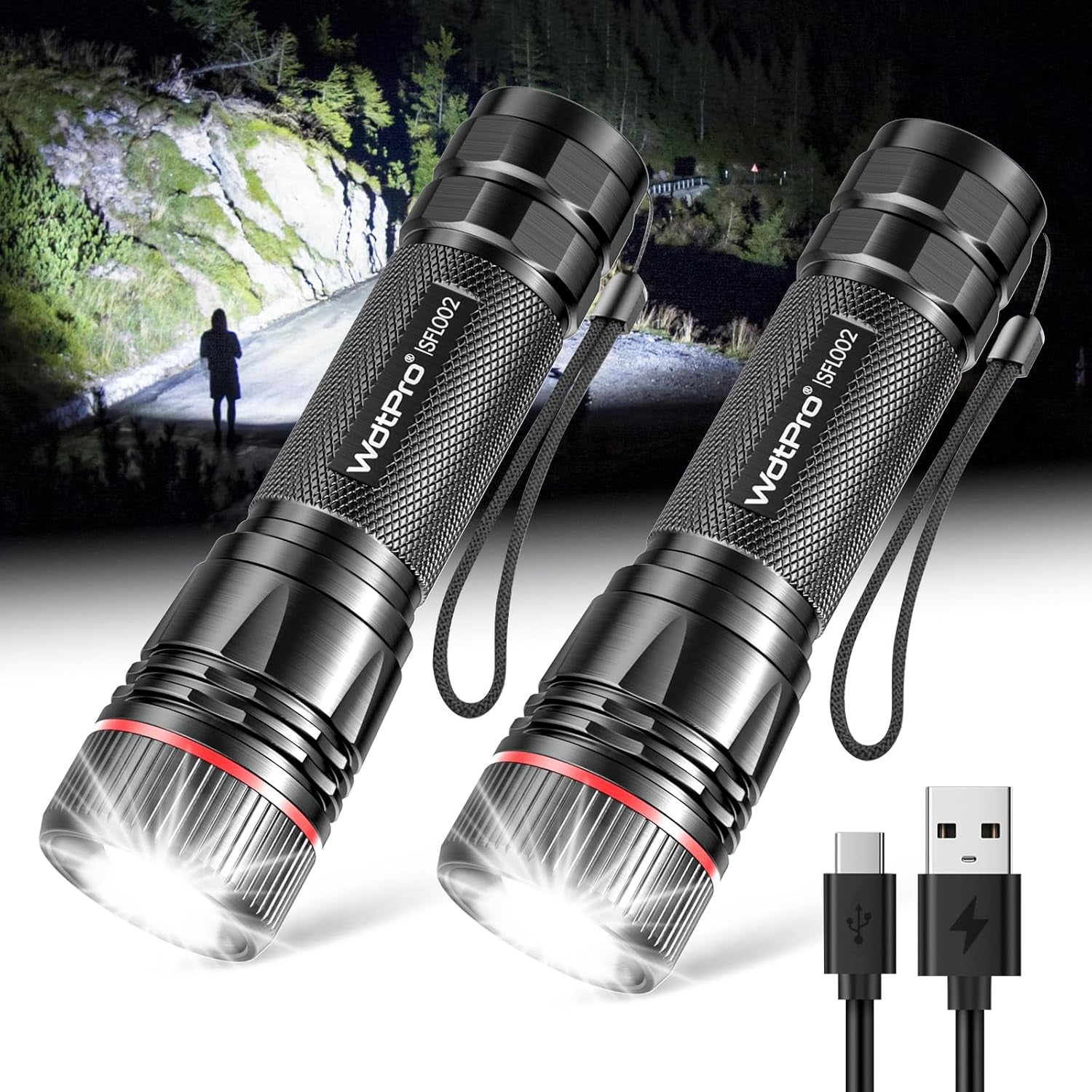 Rechargeable Flashlights High Lumens, 2 Pack 10H Long Lasting Super Bright EDC Flashlight, LED Mini Tactical Flash Lights for Camping Emergency, Drop & Water Resistant (Battery Included) | 2 Pack 10H Runtime, Tactical EDC, Emergency Camping, Drop & Water Resistant