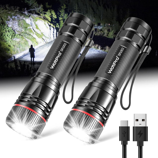 Rechargeable Flashlights High Lumens, 2 Pack 10H Long Lasting Super Bright EDC Flashlight, LED Mini Tactical Flash Lights for Camping Emergency, Drop & Water Resistant (Battery Included) | 2 Pack 10H Runtime, Tactical EDC, Emergency Camping, Drop & Water Resistant